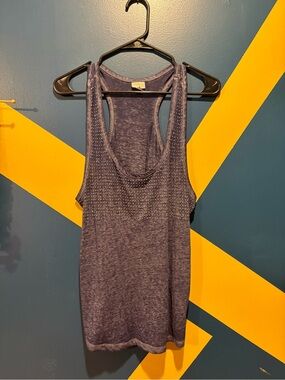 Vanity Navy & Silver Studded Scoop Neck Burnout Tank NWOT
